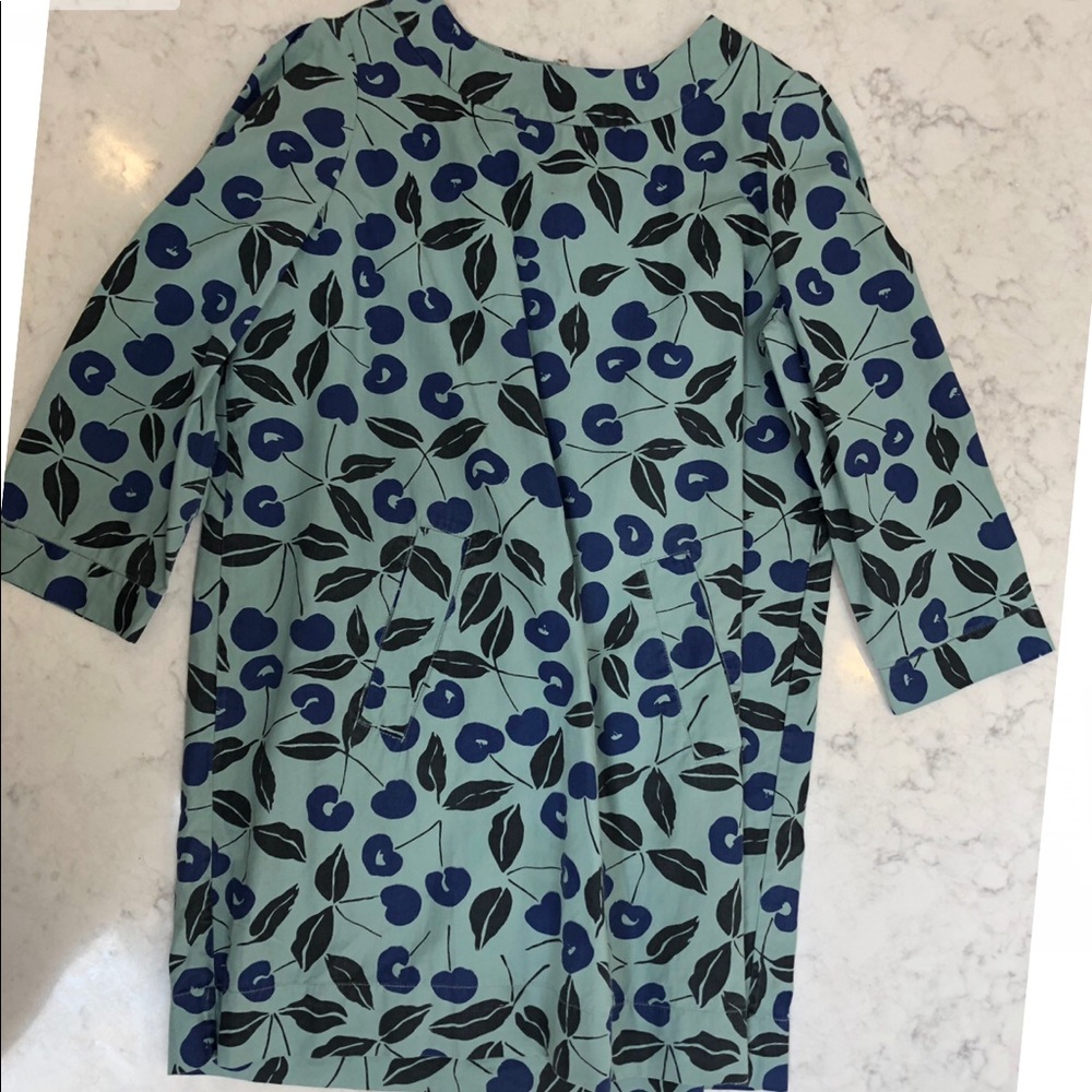 Girls bonpoint blue/green cherry dress size 8